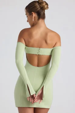 Oh Polly Night Out | Tencel™ Modal Dresses^Modal Off-Shoulder Lace-Trim Mini Dress in Spring Green SpringGreen