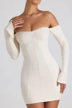 Oh Polly Night Out | Tencel™ Modal Dresses^Modal Off-Shoulder Lace-Trim Mini Dress in Ivory