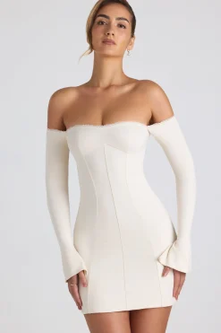 Oh Polly Night Out | Tencel™ Modal Dresses^Modal Off-Shoulder Lace-Trim Mini Dress in Ivory