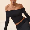 Oh Polly Co-Ords | Tops^Modal Off-Shoulder Long-Sleeve Top in Black