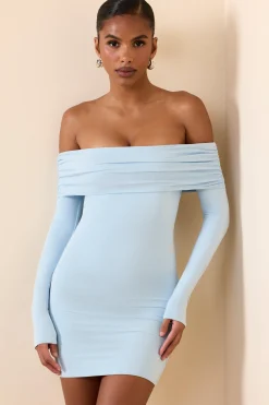 Oh Polly Fall Outfits^Modal Off-Shoulder Mini Dress in Ice Blue IceBlue