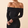 Oh Polly Fall Outfits^Modal Off-Shoulder Mini Dress in Black