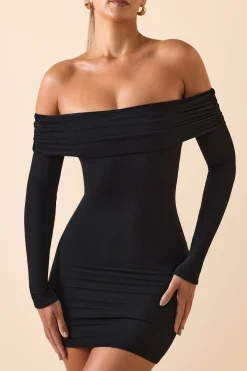 Oh Polly Fall Outfits^Modal Off-Shoulder Mini Dress in Black