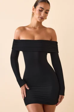 Oh Polly Fall Outfits^Modal Off-Shoulder Mini Dress in Black