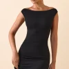 Oh Polly Fall Outfits^Modal Off-Shoulder Ruched A-Line Mini Dress in Black