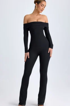 Oh Polly Jumpsuits & Unitards^Modal Off-Shoulder Ruched Jumpsuit in Black