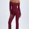 Oh Polly Jumpsuits & Unitards^Modal Off-Shoulder Ruched Jumpsuit in Wine Red WineRed