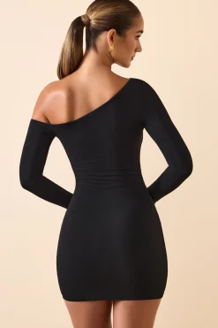 Oh Polly Fall Outfits^Modal Off-Shoulder Ruched Mini Dress in Black