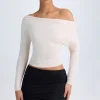Oh Polly Tops^Modal One-Shoulder Ruched Top in Ivory