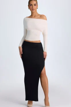 Oh Polly Tops^Modal One-Shoulder Ruched Top in Ivory