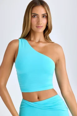 Oh Polly Co-Ords | Tops^Modal One-Shoulder Top in Aqua Blue
