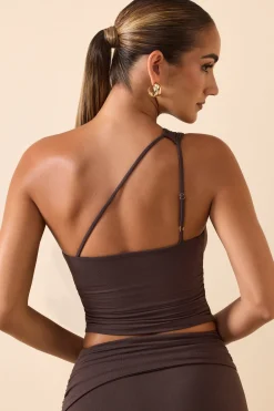 Oh Polly Co-Ords | Tops^Modal One-Shoulder Top in Chocolate Brown