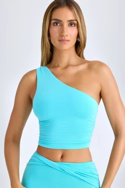 Oh Polly Co-Ords | Tops^Modal One-Shoulder Top in Aqua Blue
