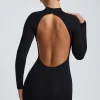 Oh Polly Elevated Essentials | Fall Outfits^Modal Open-Back Long-Sleeve Mini Dress in Black