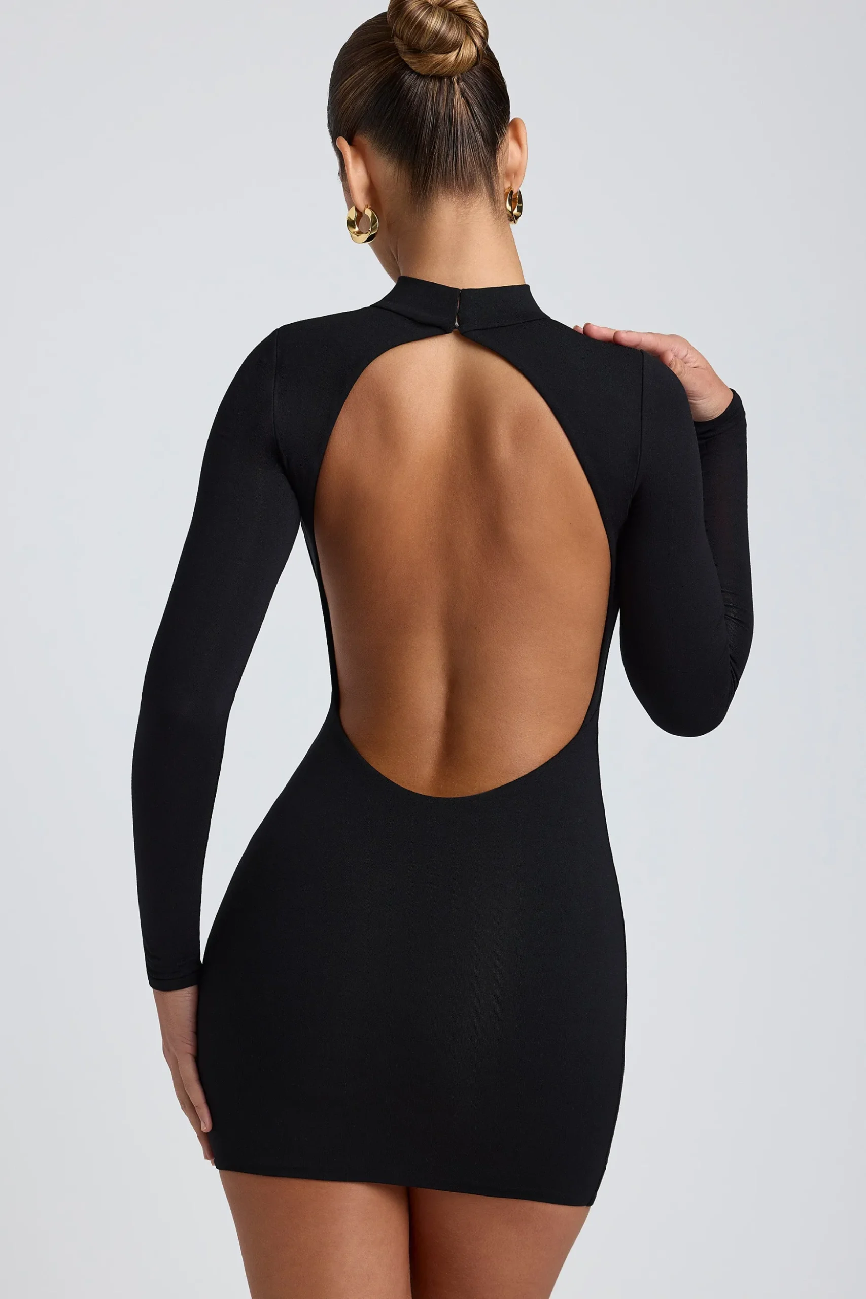 Oh Polly Elevated Essentials | Fall Outfits^Modal Open-Back Long-Sleeve Mini Dress in Black
