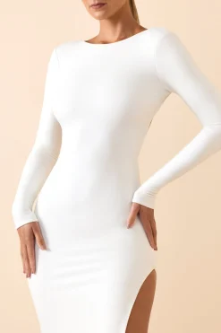 Oh Polly Fall Outfits^Modal Open-Back Long-Sleeve Maxi Dress in White