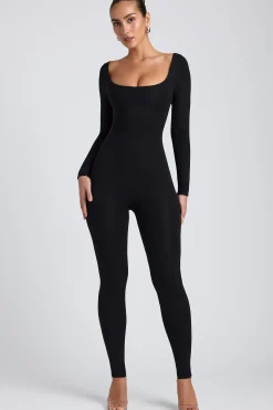 Oh Polly Elevated Essentials | Fall Outfits^Modal Petite Scoop-Neck Cross-Back Jumpsuit in Black