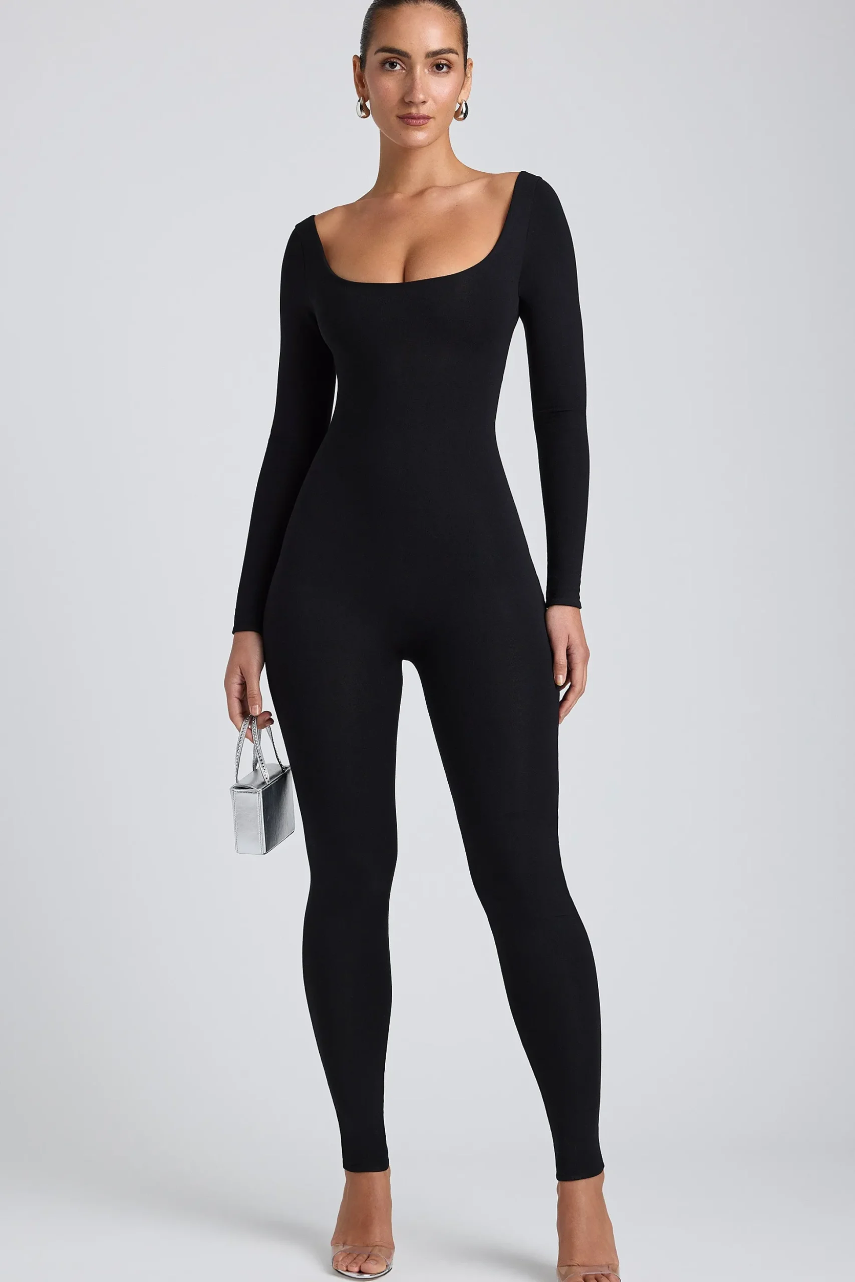 Oh Polly Elevated Essentials | Fall Outfits^Modal Petite Scoop-Neck Cross-Back Jumpsuit in Black