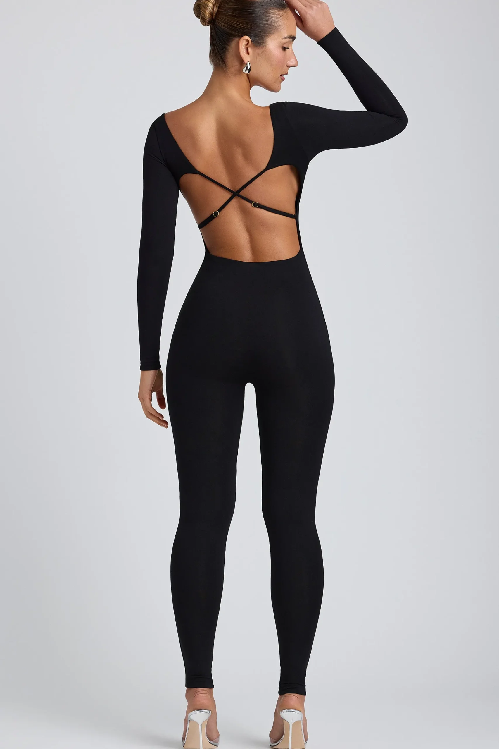 Oh Polly Elevated Essentials | Fall Outfits^Modal Petite Scoop-Neck Cross-Back Jumpsuit in Black