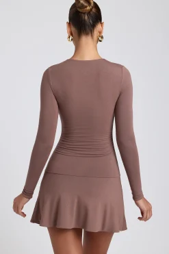 Oh Polly Women'S Clothing Sale - $65 And Under | Women'S Clothing Sale - $40 And Under^Modal Ruched Crew-Neck Mini Dress in Taupe