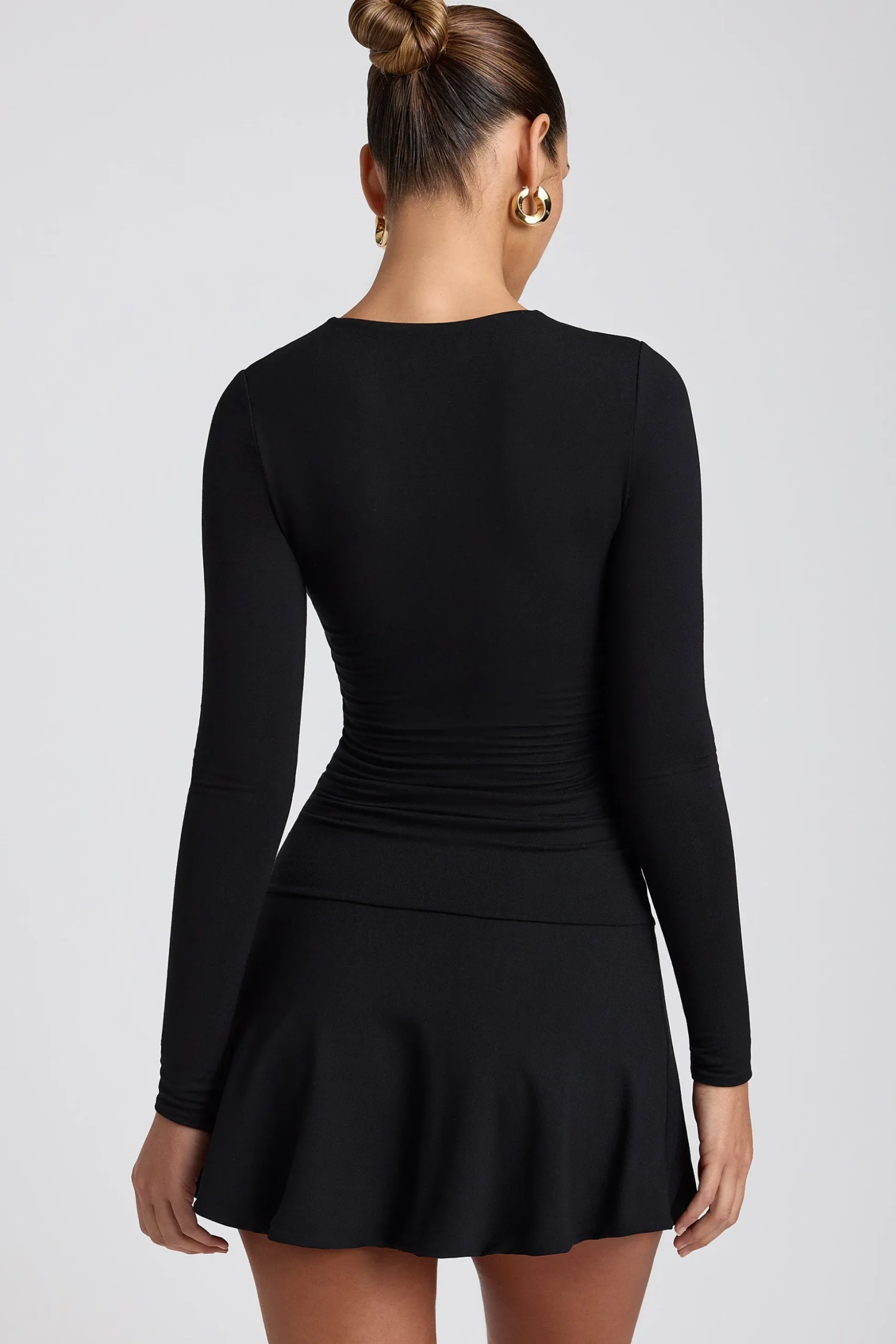 Oh Polly Elevated Essentials | Fall Outfits^Modal Ruched Crew-Neck Mini Dress in Black