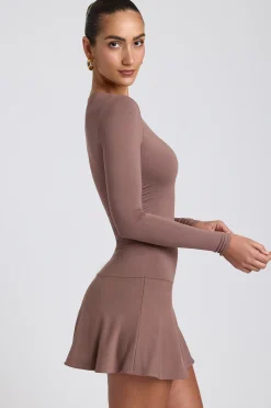 Oh Polly Women'S Clothing Sale - $65 And Under | Women'S Clothing Sale - $40 And Under^Modal Ruched Crew-Neck Mini Dress in Taupe