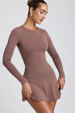 Oh Polly Women'S Clothing Sale - $65 And Under | Women'S Clothing Sale - $40 And Under^Modal Ruched Crew-Neck Mini Dress in Taupe