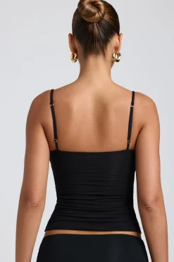 Oh Polly Co-Ords | Tops^Modal Ruched Layered Tank Top in Black