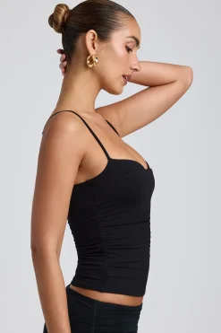 Oh Polly Co-Ords | Tops^Modal Ruched Layered Tank Top in Black