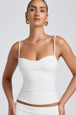 Oh Polly Co-Ords | Tops^Modal Ruched Layered Tank Top in White