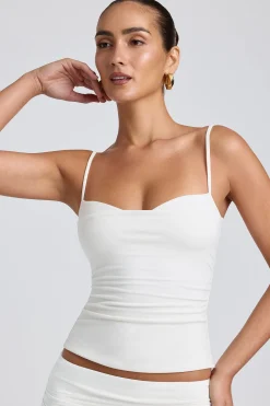 Oh Polly Co-Ords | Tops^Modal Ruched Layered Tank Top in White