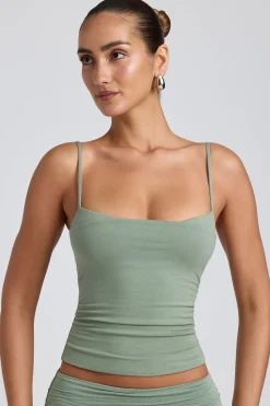 Oh Polly Co-Ords | Tops^Modal Ruched Layered Tank Top in Sage Green SageGreen