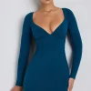 Oh Polly Elevated Essentials | Fall Outfits^Modal Ruched Long-Sleeve Mini Dress in Deep Teal DeepTeal