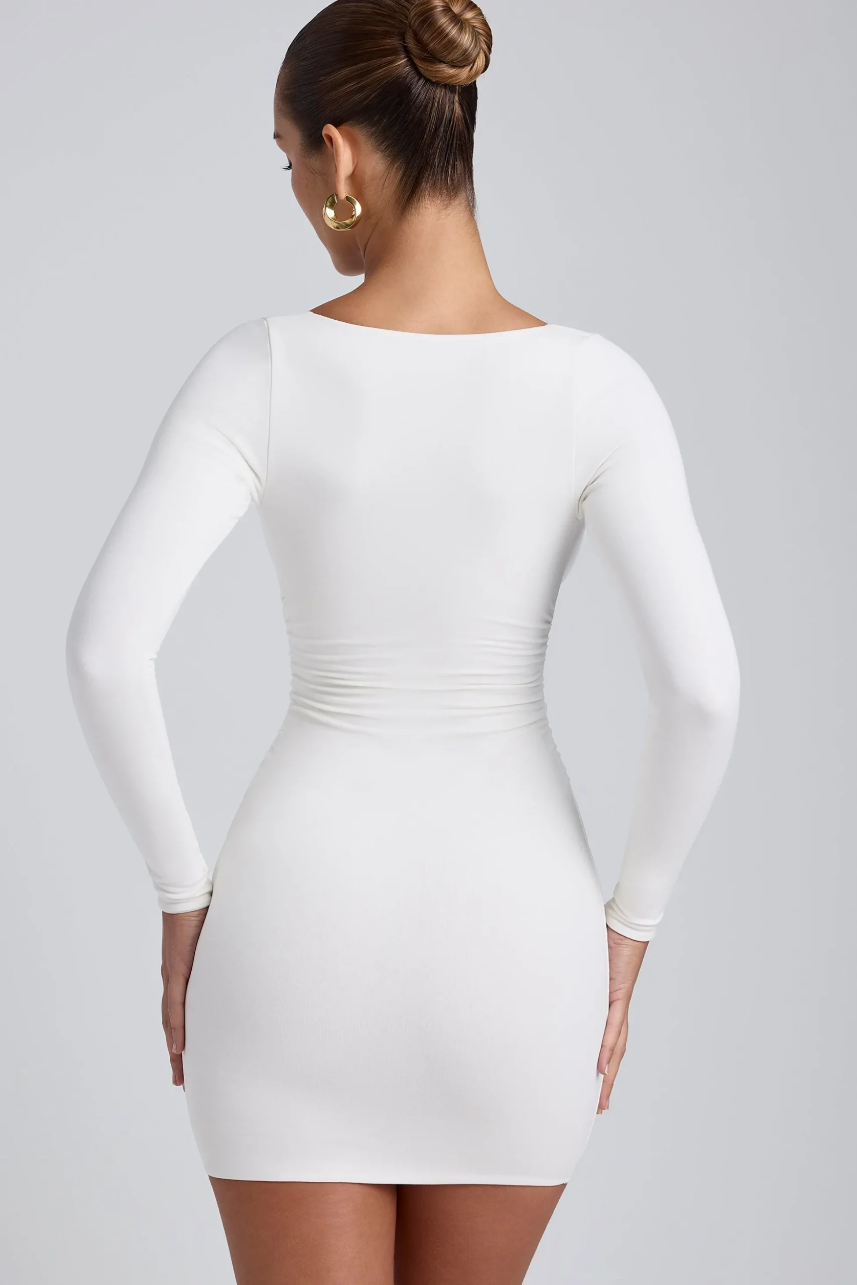 Oh Polly Women'S Clothing Sale - $65 And Under^Modal Ruched Long-Sleeve Mini Dress in White