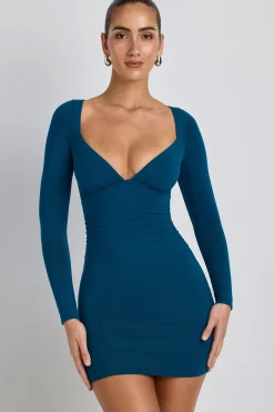 Oh Polly Elevated Essentials | Fall Outfits^Modal Ruched Long-Sleeve Mini Dress in Deep Teal DeepTeal