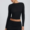 Oh Polly Co-Ords | Tops^Modal Ruched Long-Sleeve Top in Black