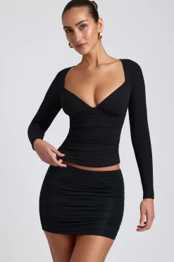 Oh Polly Co-Ords | Elevated Essentials^Modal Ruched Long-Sleeve Top in Black