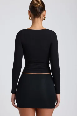 Oh Polly Co-Ords | Elevated Essentials^Modal Ruched Long-Sleeve Top in Black