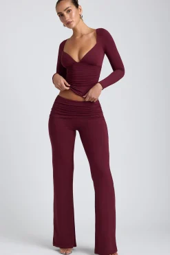 Oh Polly Co-Ords | Tops^Modal Ruched Long-Sleeve Top in Plum