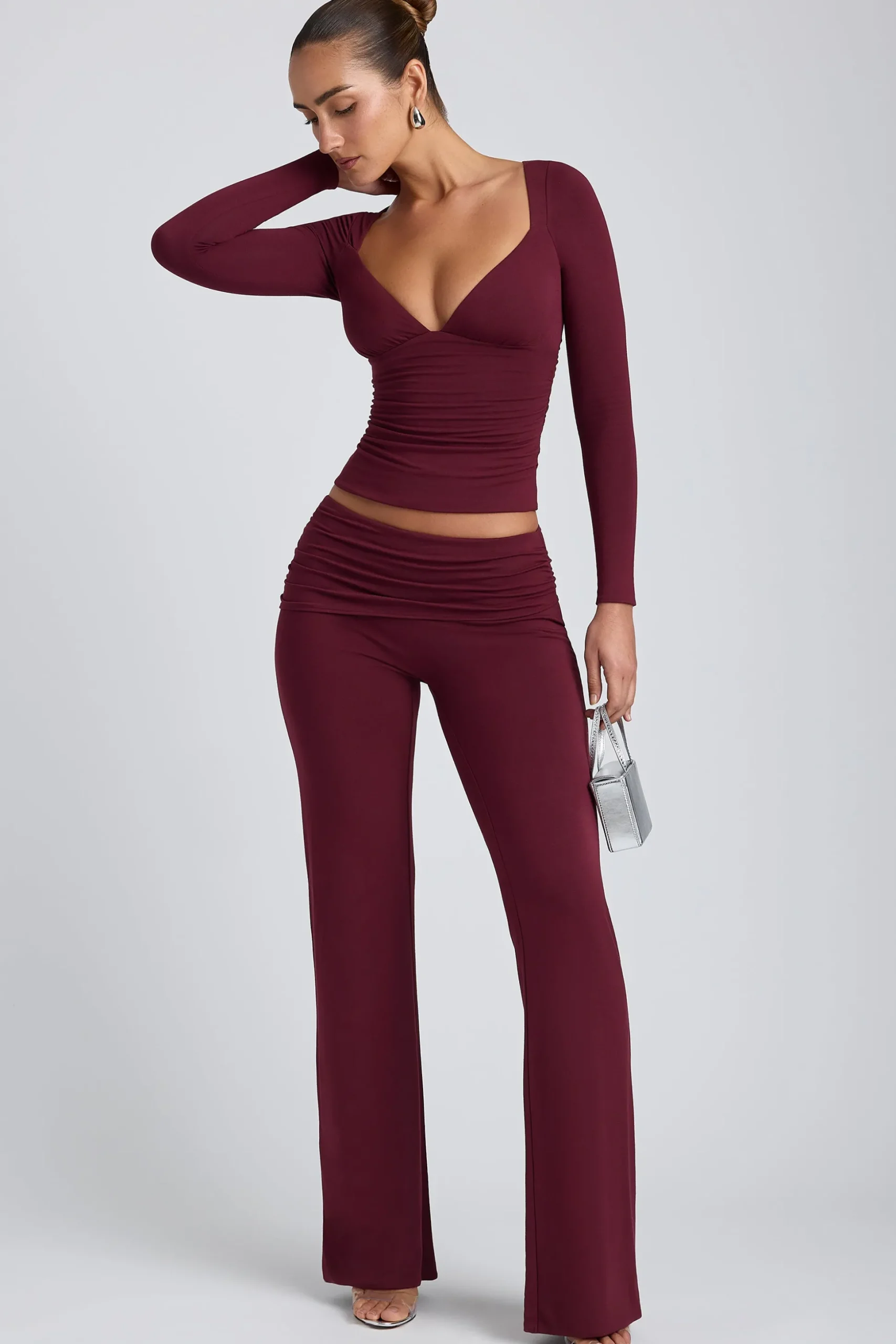 Oh Polly Co-Ords | Tops^Modal Ruched Long-Sleeve Top in Plum