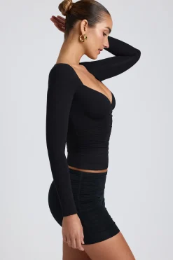 Oh Polly Co-Ords | Elevated Essentials^Modal Ruched Long-Sleeve Top in Black