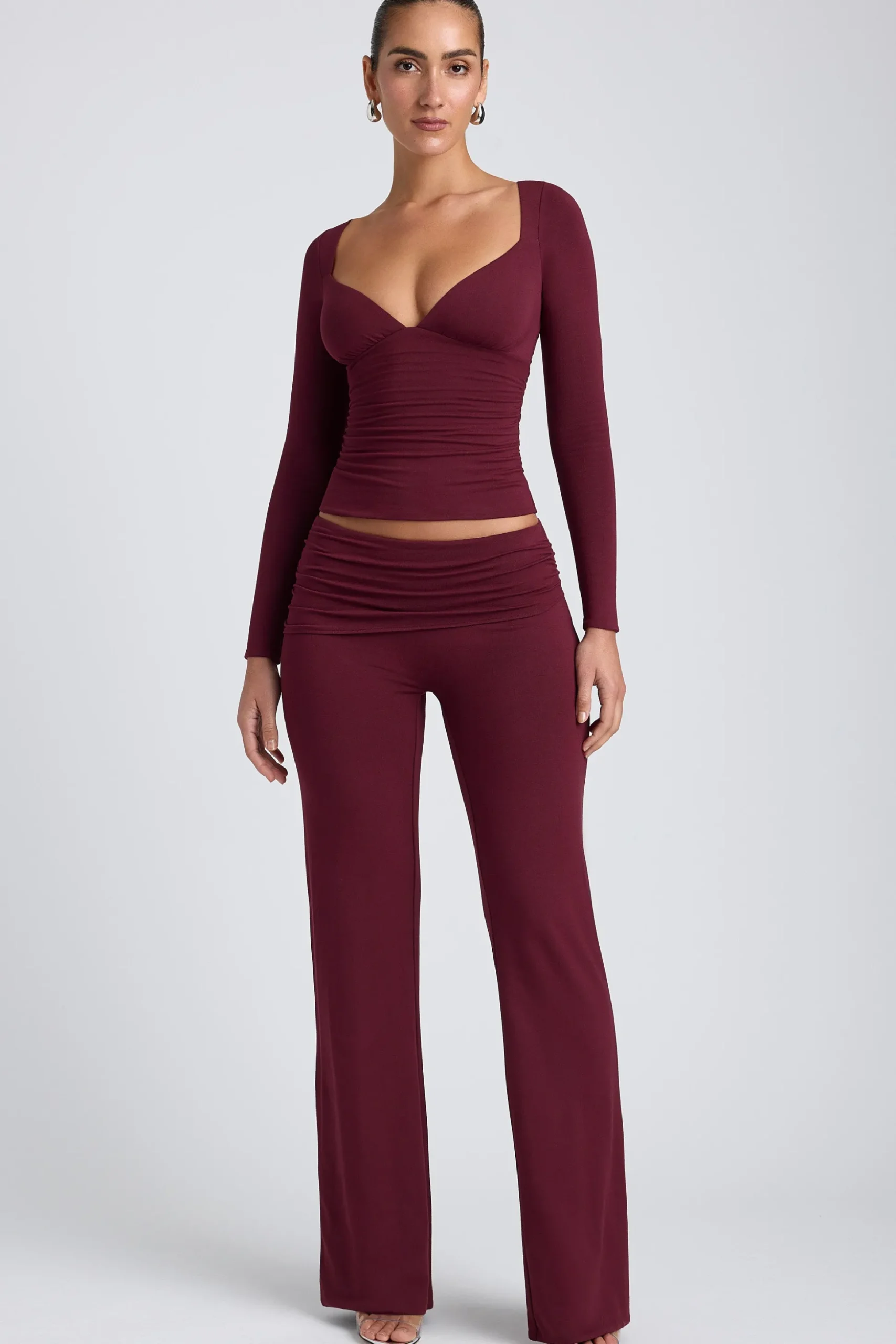 Oh Polly Co-Ords | Tops^Modal Ruched Long-Sleeve Top in Plum