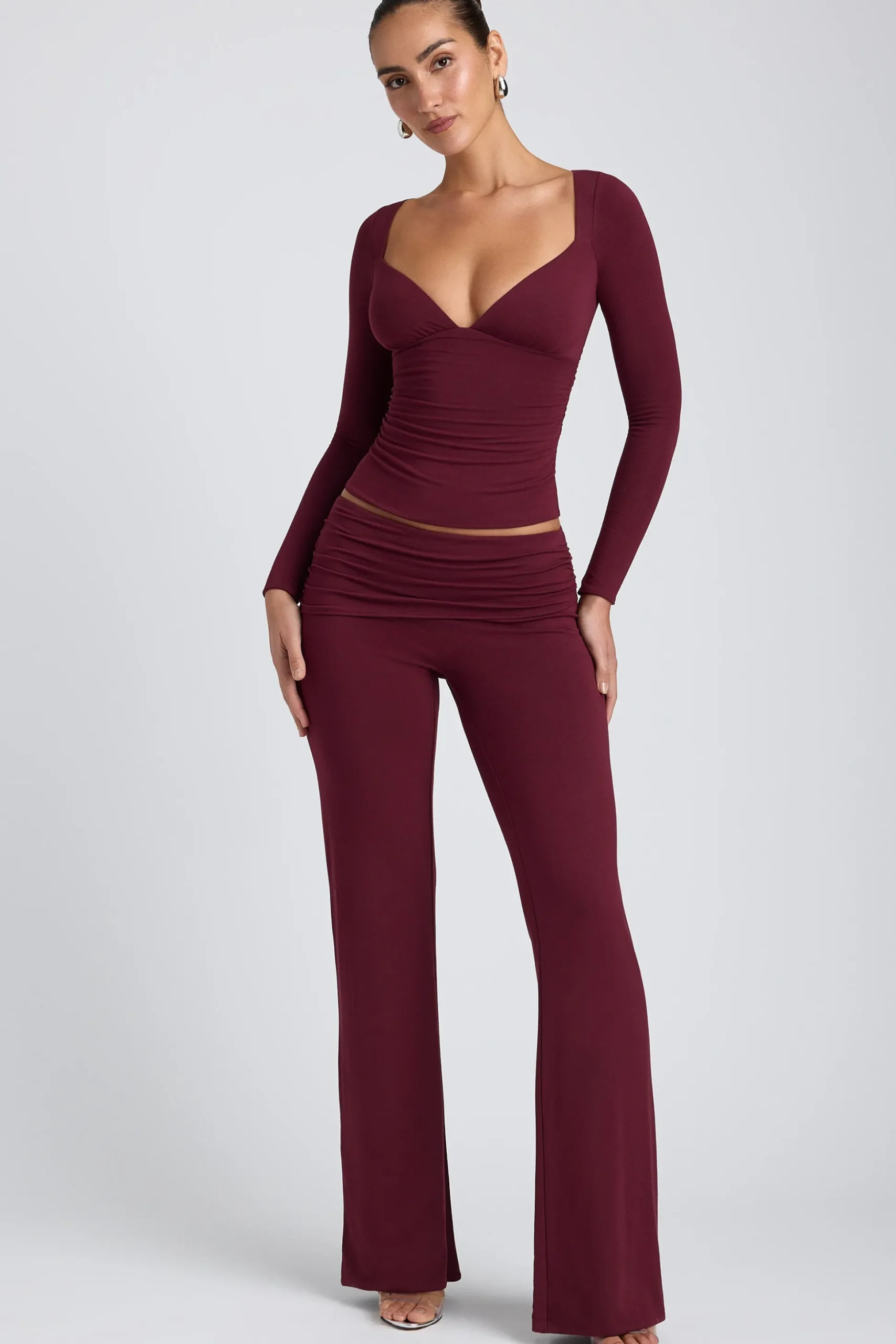Oh Polly Co-Ords | Tops^Modal Ruched Long-Sleeve Top in Plum
