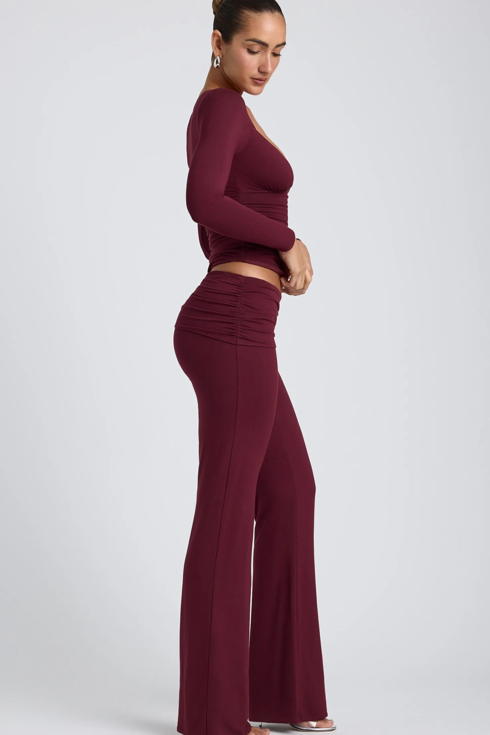 Oh Polly Co-Ords | Tops^Modal Ruched Long-Sleeve Top in Plum