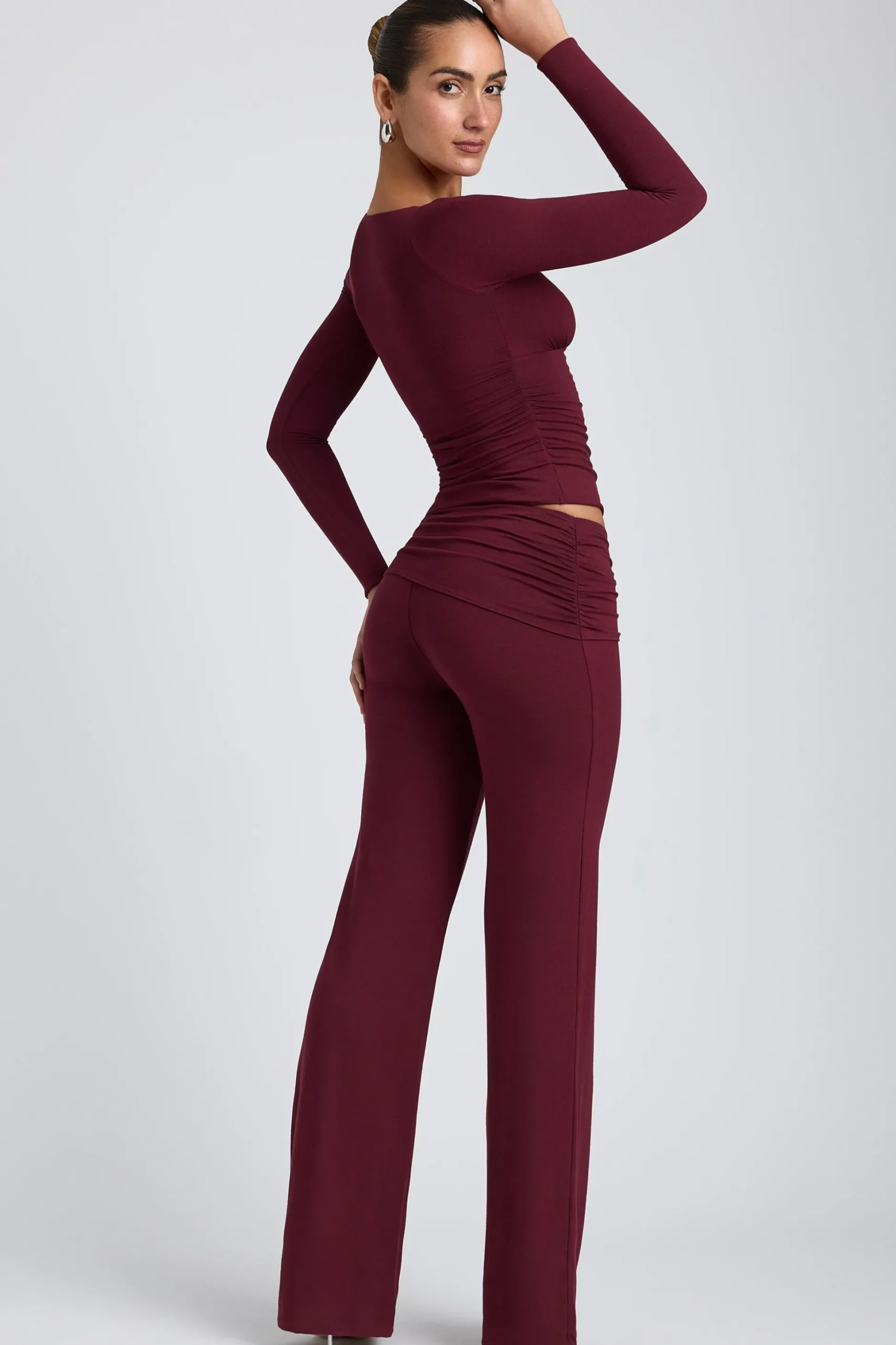 Oh Polly Co-Ords | Tops^Modal Ruched Long-Sleeve Top in Plum