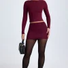 Oh Polly Skirts & Skorts | Bottoms^Modal Ruched Mid-Rise Mini Skirt in Wine Red WineRed