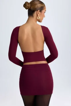 Oh Polly Skirts & Skorts | Bottoms^Modal Ruched Mid-Rise Mini Skirt in Wine Red WineRed