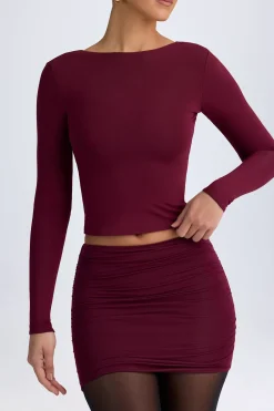 Oh Polly Skirts & Skorts | Bottoms^Modal Ruched Mid-Rise Mini Skirt in Wine Red WineRed
