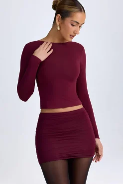 Oh Polly Skirts & Skorts | Bottoms^Modal Ruched Mid-Rise Mini Skirt in Wine Red WineRed