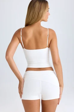 Oh Polly Co-Ords^Modal Ruched Mini Shorts in White